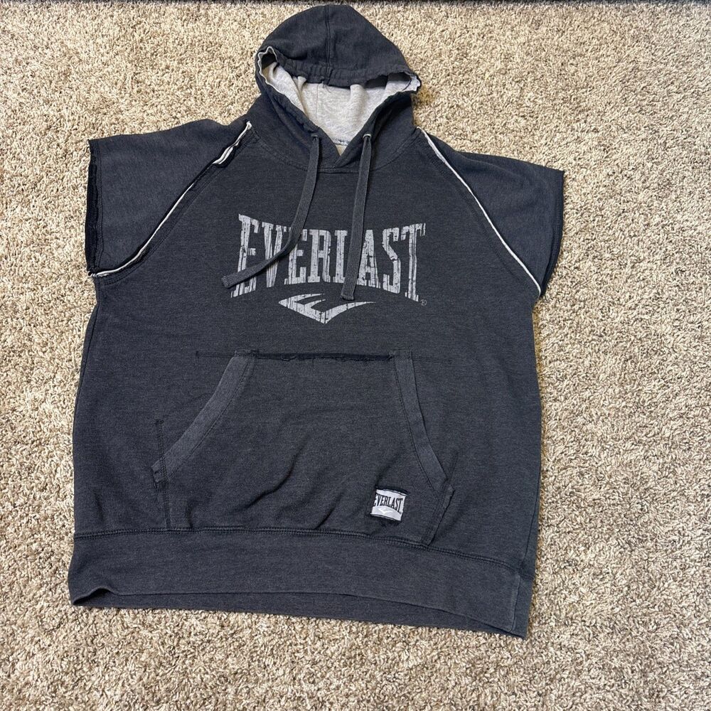 Everlast Hoodie Mens Large Blue Pullover Hooded Pockets Graphic Cotton Boxer Y2k